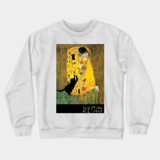 klimt&#39;s the kiss with cat added Crewneck Sweatshirt